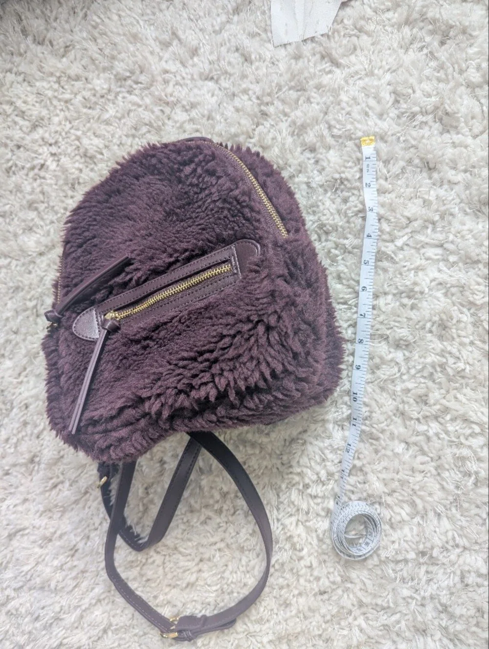 Express Plush Faux-Shearling Backpack in Dark Plum